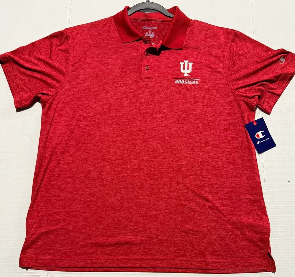 Champion Indiana Hoosiers Polo Size XL Red Heather Golf Shirt NWT